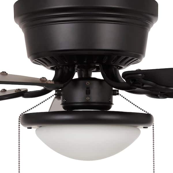 Hampton Bay - Hugger 52 in. LED Indoor Black Ceiling Fan with Light Kit