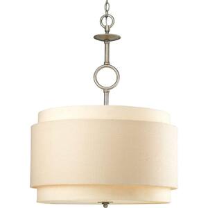 Ashbury Collection 3-Light Silver Ridge Pendant with Toasted Linen Shade