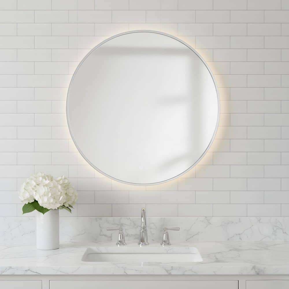 Cadre 30 in. x 30 in. Chrome Integrated LED Illuminated Dimmable Vanity Light Mirror price history on PriceWatchPro