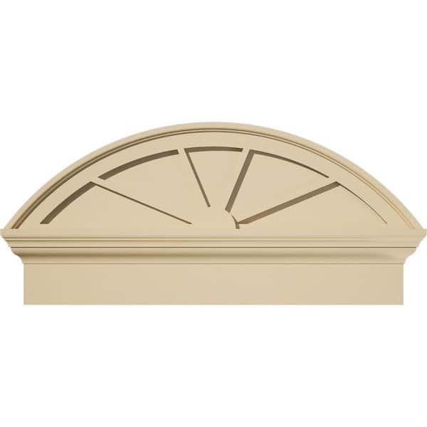 30 in. W x 14-3/8 in. H x 2-3/4 in. P Segment Arch 4 Spoke Signature Urethane Combination Pediment, Primed Tan