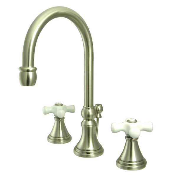 Kingston Brass Governor 8 in. Widespread 2-Handle Bathroom Faucet in Brushed Nickel