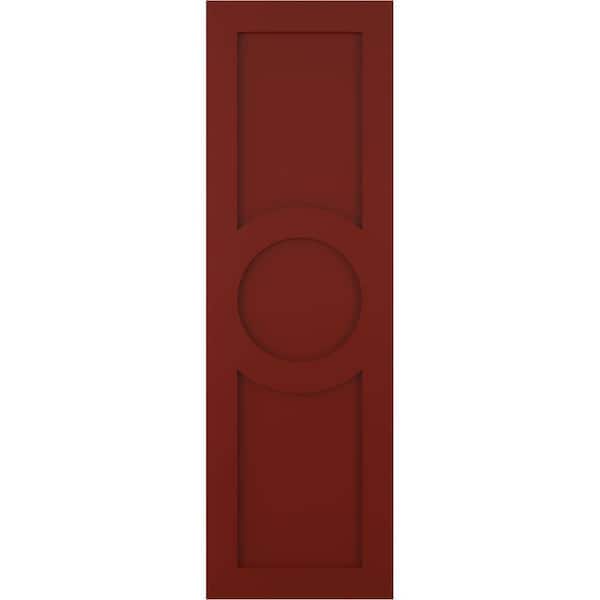 Ekena Millwork 12 in. x 41 in. True Fit PVC Center Circle Arts and Crafts Fixed Mount Flat Panel Shutters, Pepper Red (Per Pair)
