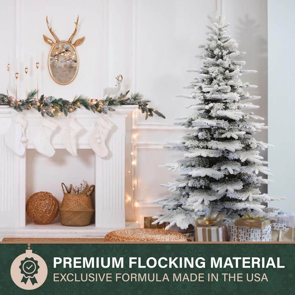 7.5 ft Flocked Pine Valley Artificial Christmas Tree