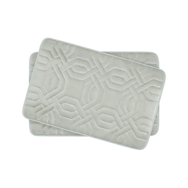 BounceComfort Chain Ring Light Gray 17 in. x 24 in. Memory Foam 2-Piece Bath Mat Set