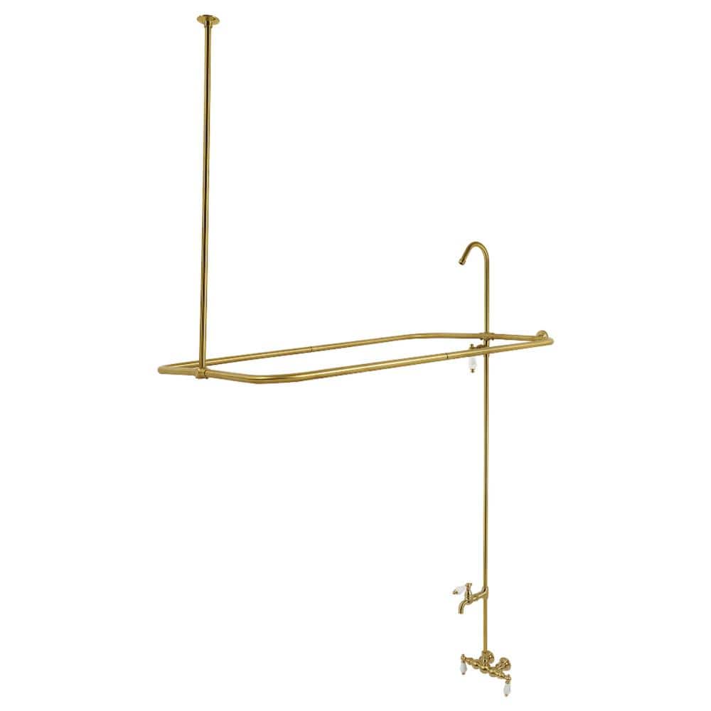 Vintage 4-Handle Wall-Mount Clawfoot Tub Faucet with Shower Enclosure and Riser in Brushed Brass price history on PriceWatchPro