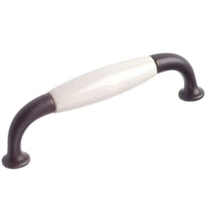 Cherbourg Collection 3 3/4 in. (96 mm) White and Wrought Iron Traditional Cabinet Bar Pull