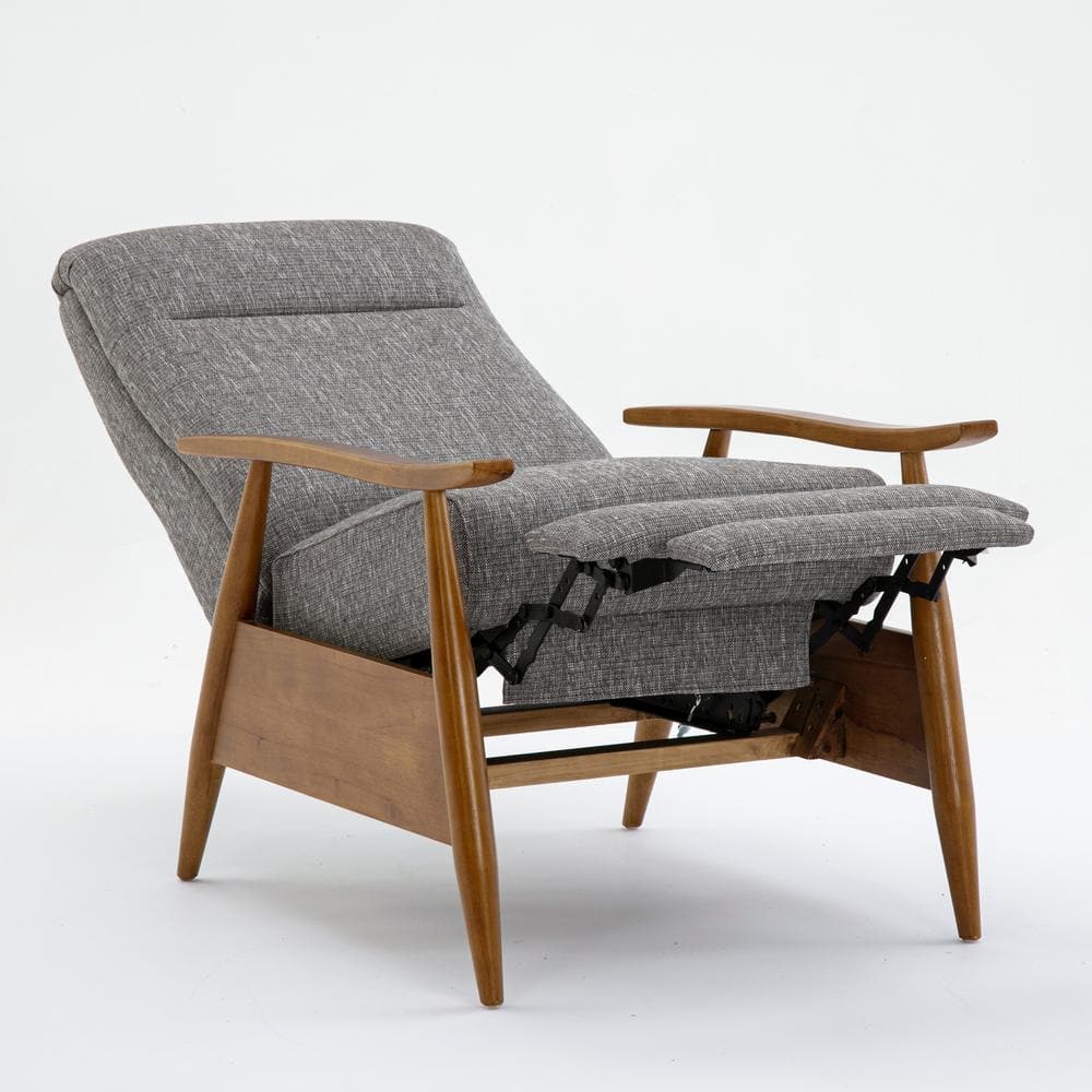Terni Ashen Grey Performance Fabric Mid-Century Modern Recliner
