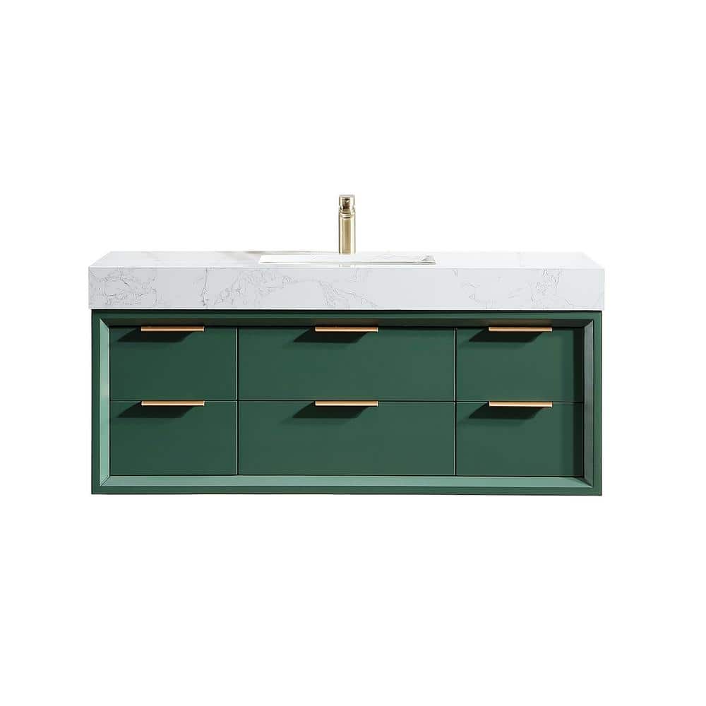 Moray 48 in. W x 21 in. D x 21 in. H Single Sink Floating Bath Vanity in Green with White Engineer Stone Composite Top price history on PriceWatchPro