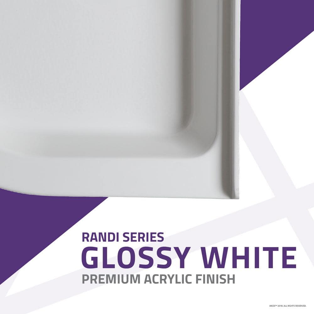 Randi 36'' White Acrylic Double Threshold Shower Base