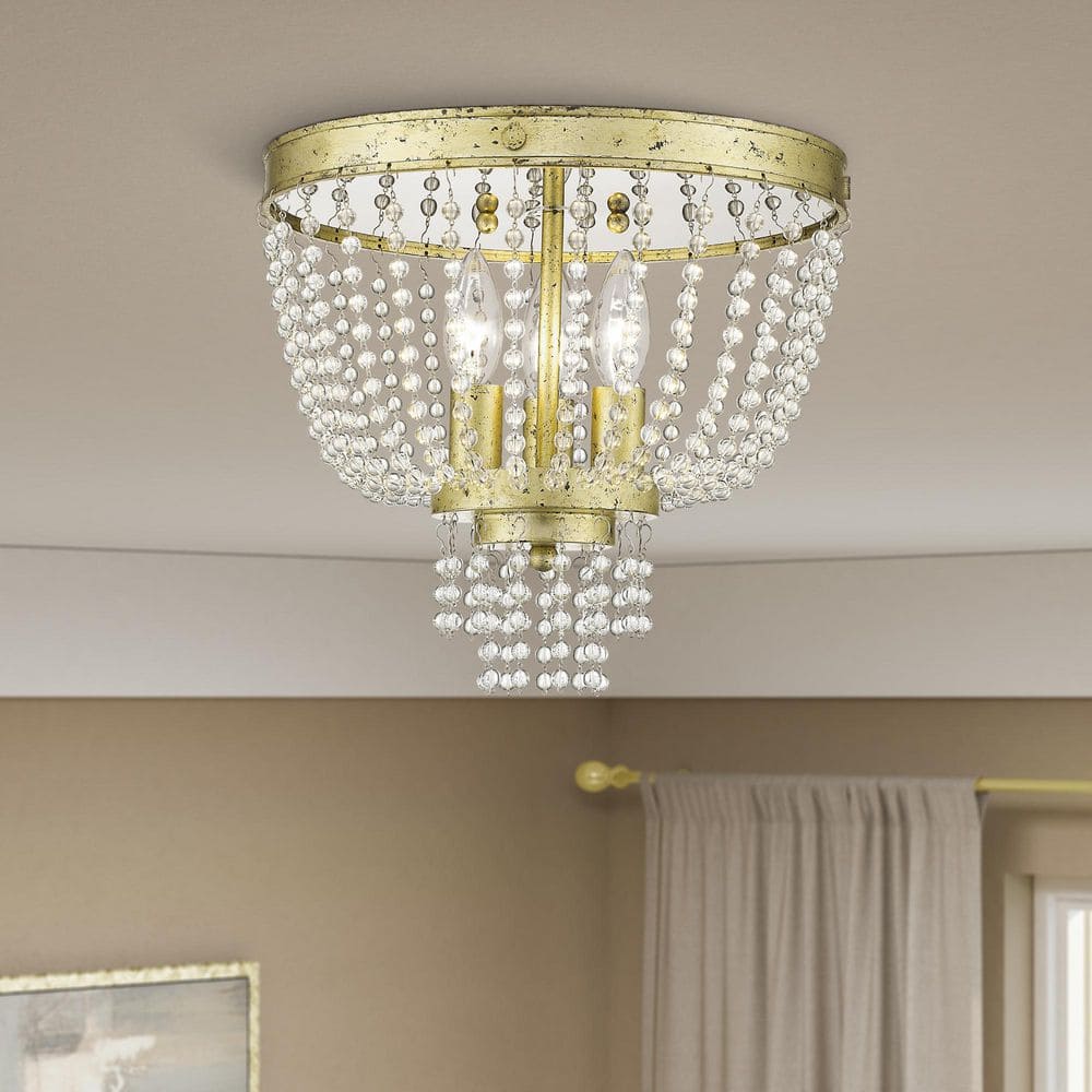Angelique 3-Light Hand Applied Winter Gold Flush Mount price history on PriceWatchPro