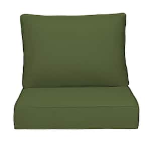 Outdoor Chair Cushions 2-Piece 23x25+20x23In.Deep Seat and Clasped Cushion Set for Patio Furniture in Green
