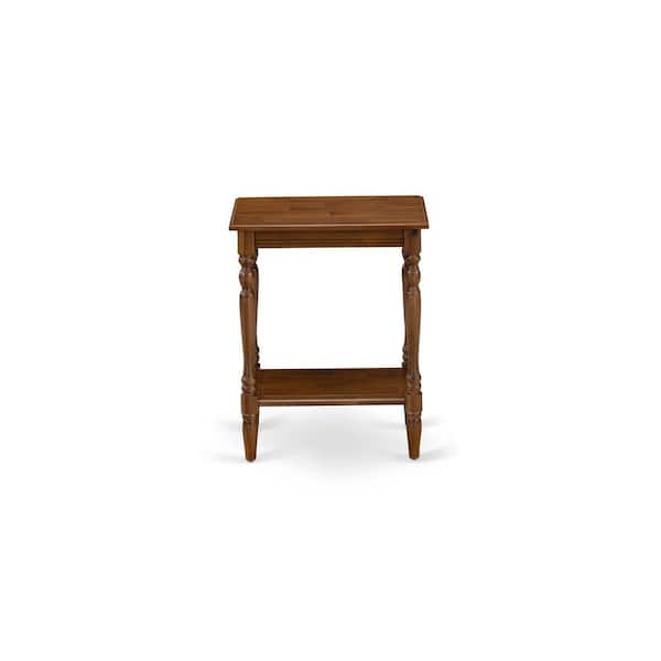 HOME IMPORTS EMPORIUM 16 in. x 20 in. Antique Walnut End Table Wood Laminate Top - Rectangle Nightstand with Open Storage Shelf for Bedroom