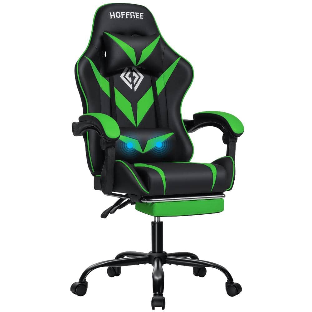 Hoffree Faux Leather Massage Reclining Ergonomic Gaming Chair in