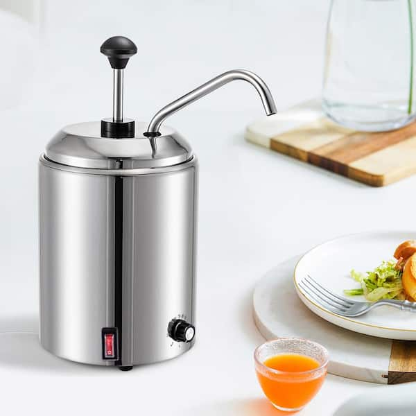 VEVOR 2.6Qt Nacho Cheese Dispenser w/Heated Pump Hot Fudge Caramel Warmer  Stainless