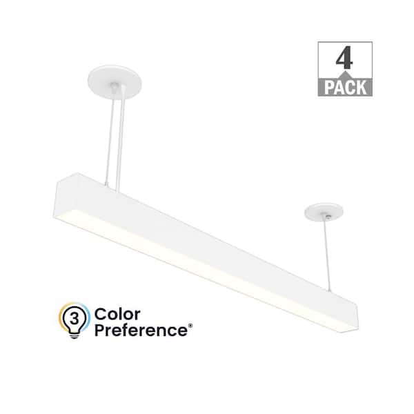 ETI LIGHTING 4-Pack 4 ft. Integrated LED White Strip Light Fixture Architectural Linear Suspension Mount Kit 3000K 4000K 5000K 4600LM