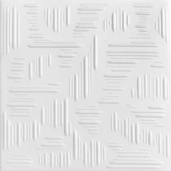 A La Maison Ceilings Country Wheat 1.6 ft. x 1.6 ft. Glue Up Foam Ceiling Tile in Plain White (21.6 sq. ft./case)