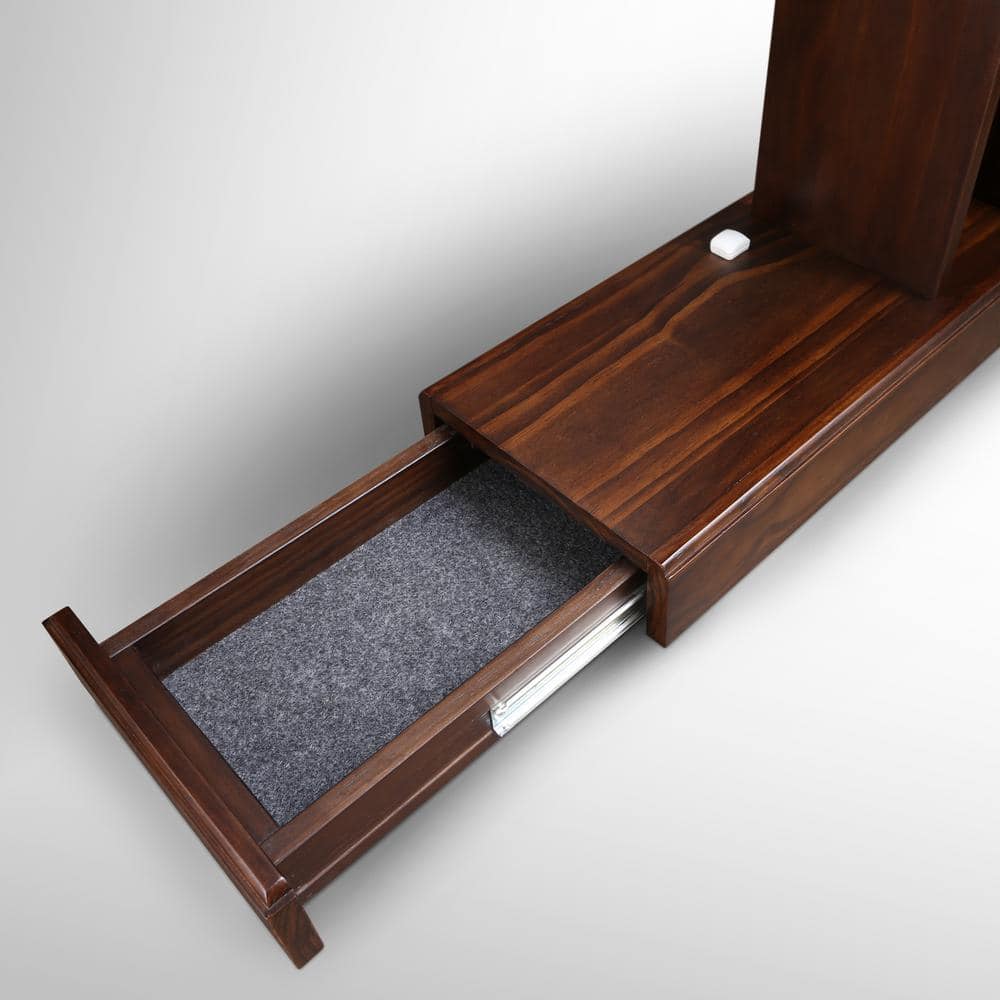 Monroe Warm Brown Wood C-Table with Concealed Drawer