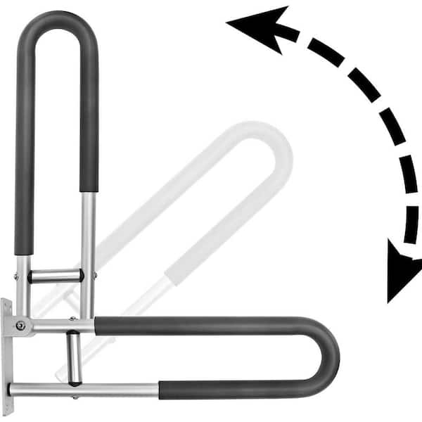 IMomwee 16" Anti-Slip Black Grab Bar For Bathroom - Stainless Steel With Rubber Grip, Supports 500 Lbs, Wall Mount Safety Rail