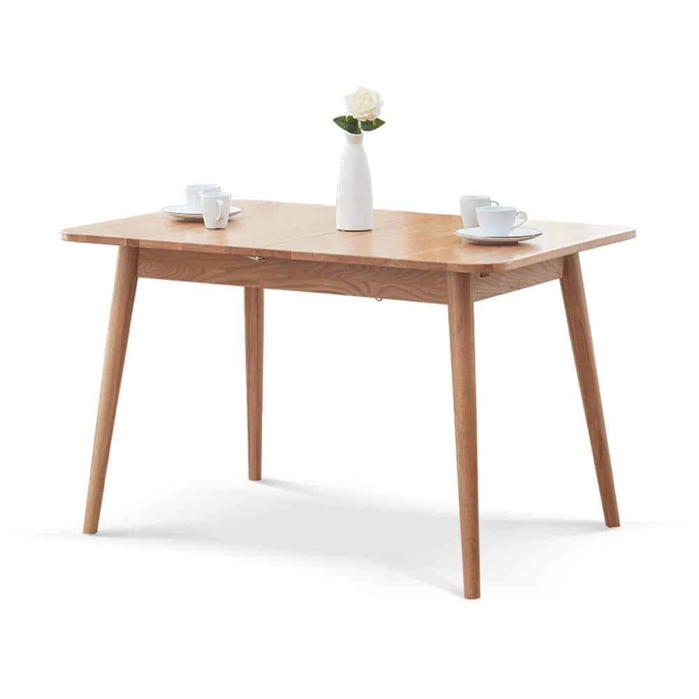 Zeus & Ruta 63 in. x 31 in. x 29 in. Light Oak Telescopic Table with ...