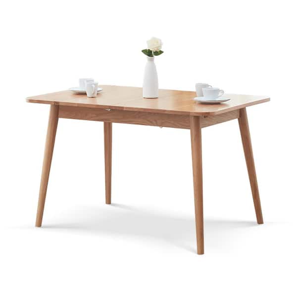 Zeus & Ruta 63 in. x 31 in. x 29 in. Light Oak Telescopic Table with Round Corner Diagonal Leg for Outdoor Indoor