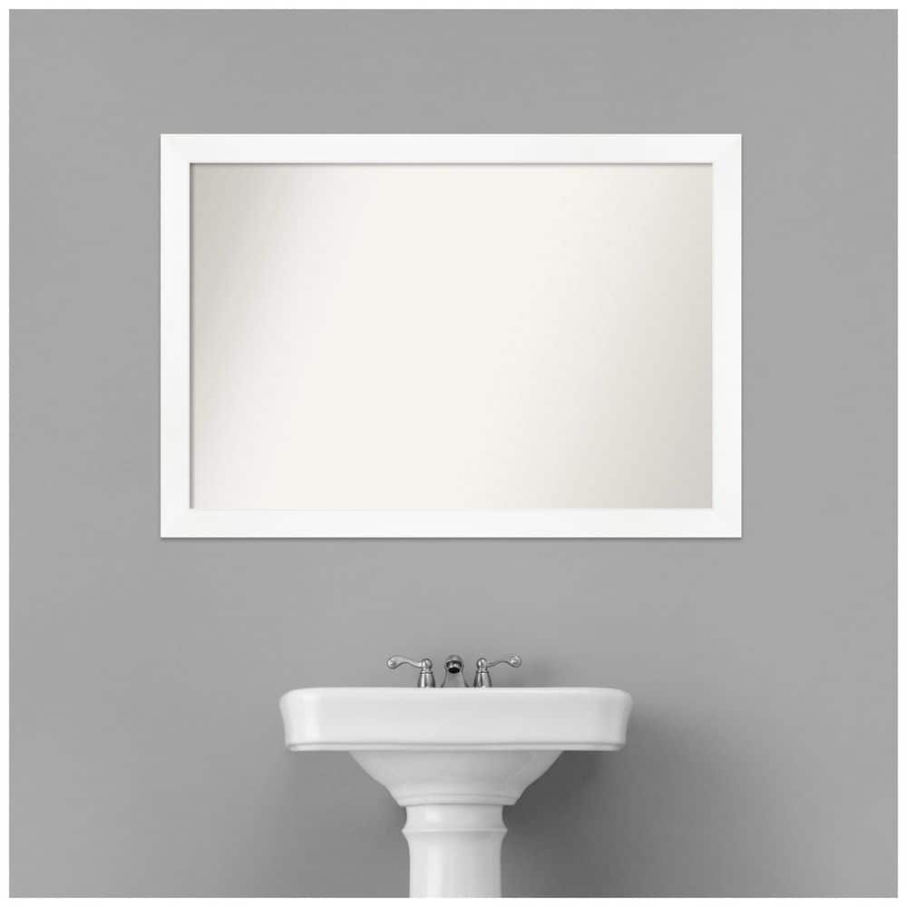 Large White Matte Wall Mounted Bathroom Mirror
