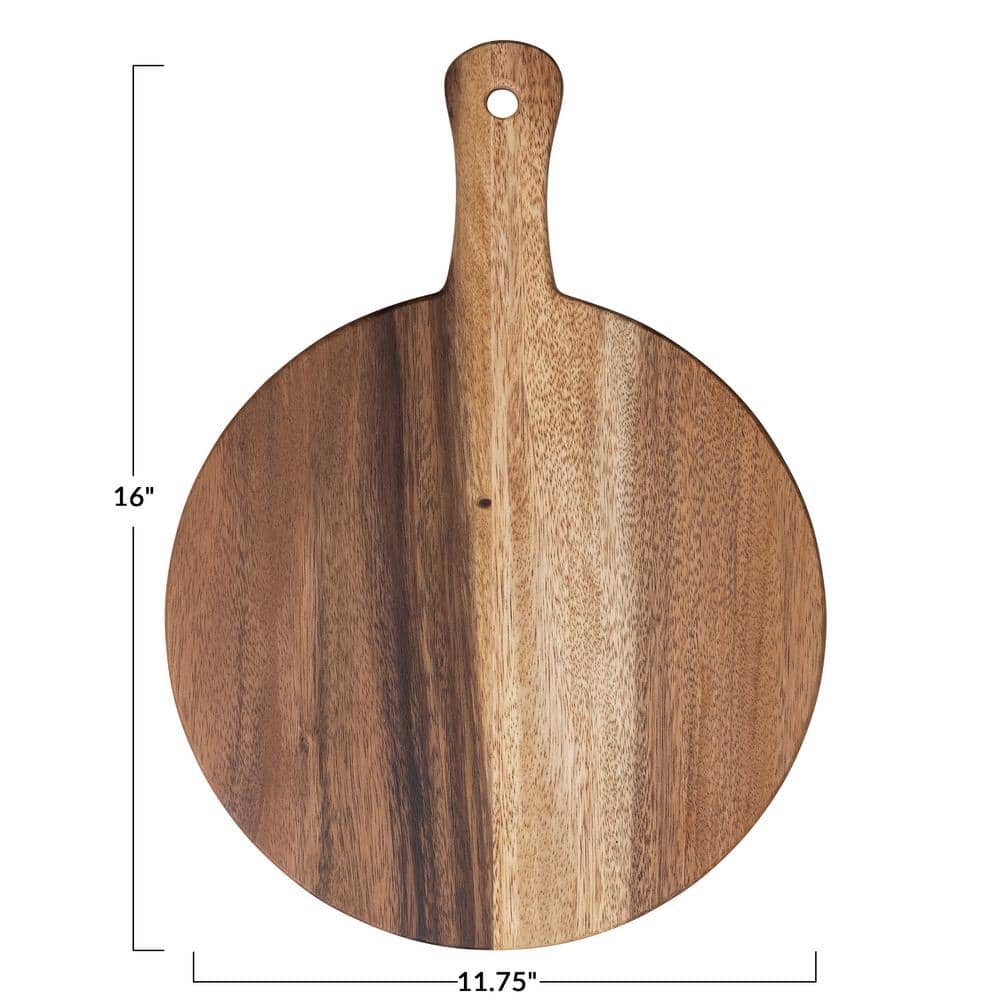 Natural Suar Wood Round Cutting Board with Handle