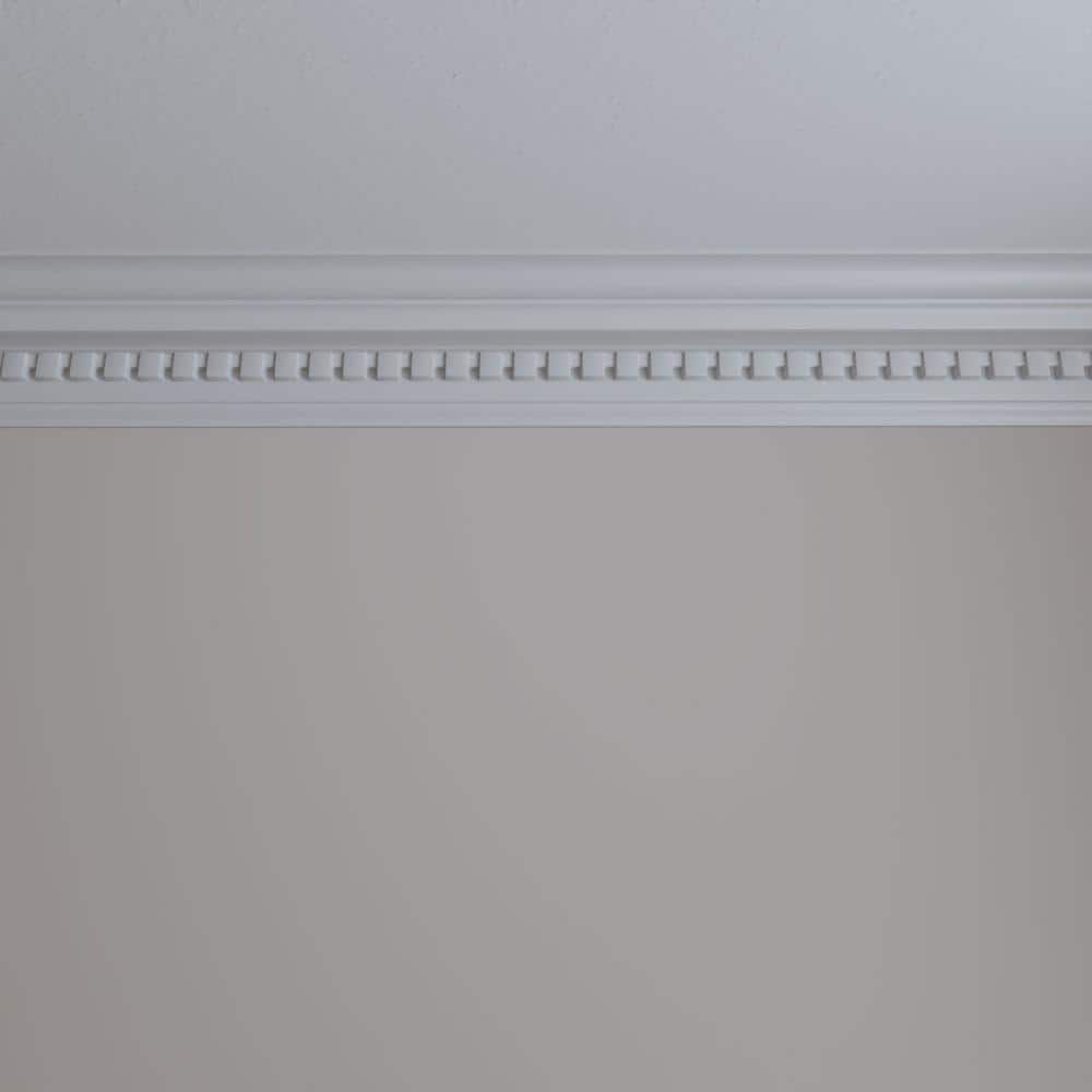 5"H x 94.5"L White Polyurethane Dentil Crown Moulding