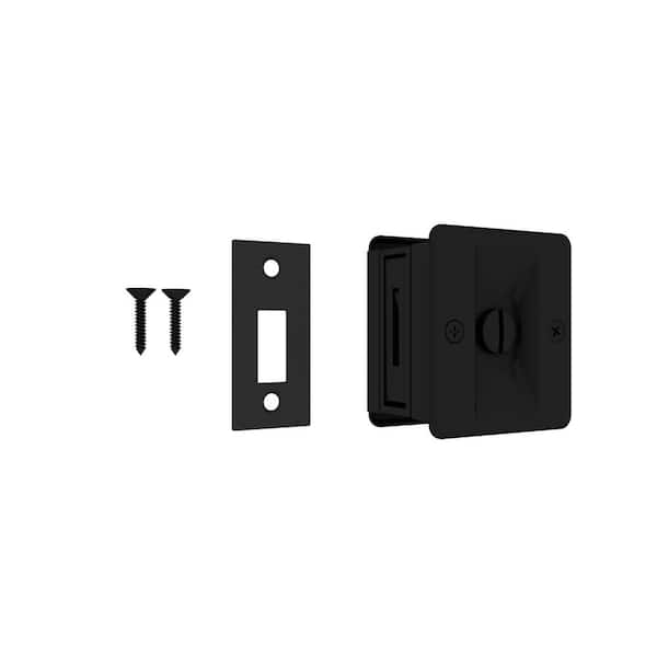 CALHOME Black Sliding Door Pocket Door Pull with Privacy Lock
