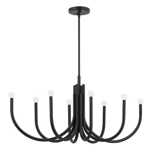 KICHLER Odensa 46 in. 8-Light Black Modern Candle Oval Chandelier for Dining Room