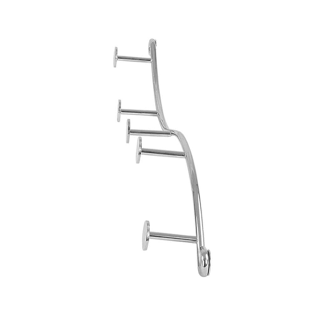 Chrome Steel 5-Hook Wall Mount Rack