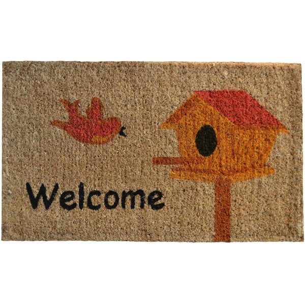 HomeRoots Multi-Colored 30 in. x 18 in. Coir Non-Slip Indoor/Outdoor Door Mat