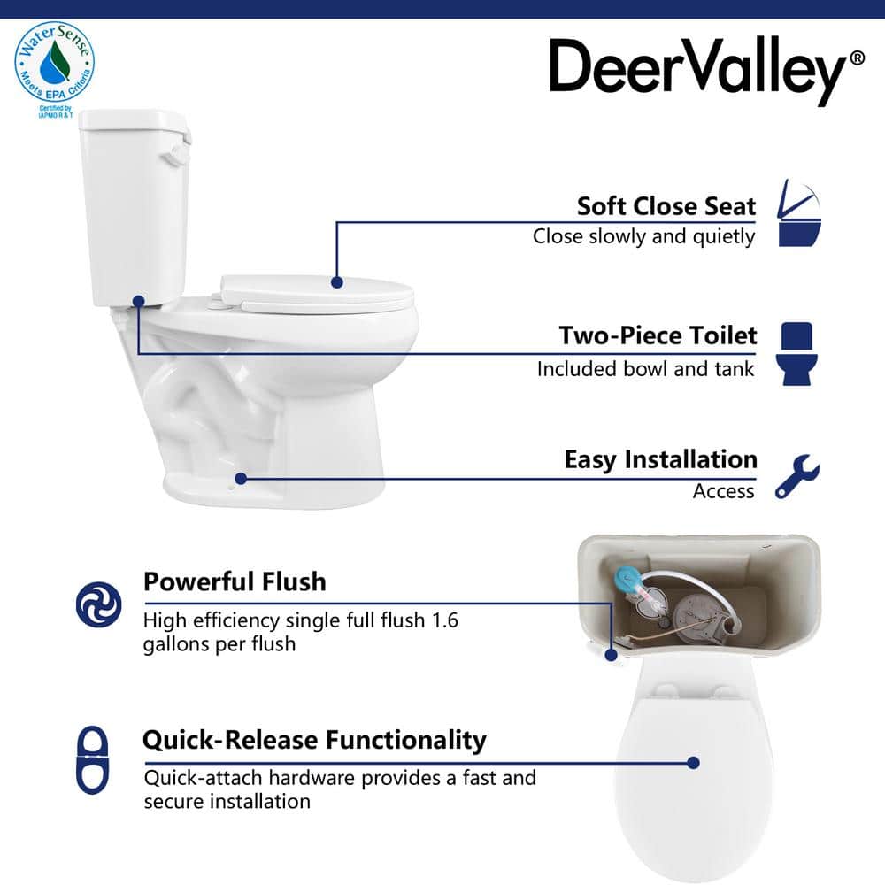 White Round Dual Flush ADA Chair Height Toilet with Soft Close Seat