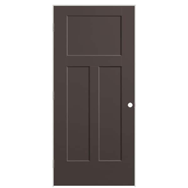 Masonite 36 in. x 80 in. 3-Panel Winslow Right-Hand Hollow Core Willow Wood Molded Composite Single Prehung Interior Door