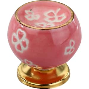 Tropical Flower 1-3/5 in. Pink Cabinet Knob