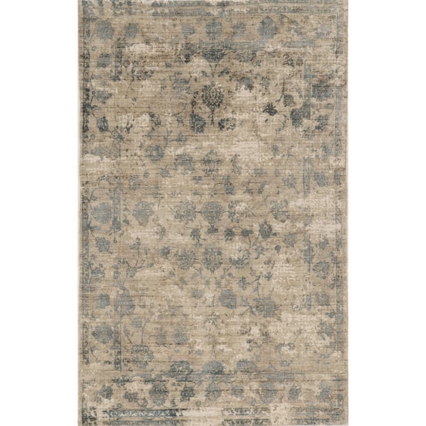 Astrid Sand/Blue 9 ft. x 12 ft. Medallion Vintage Hand-Loomed Area Rug