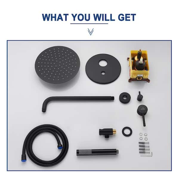 CASAINC 1-Spray Patterns Round 2-Functions 10 in. Wall Mount Dual 