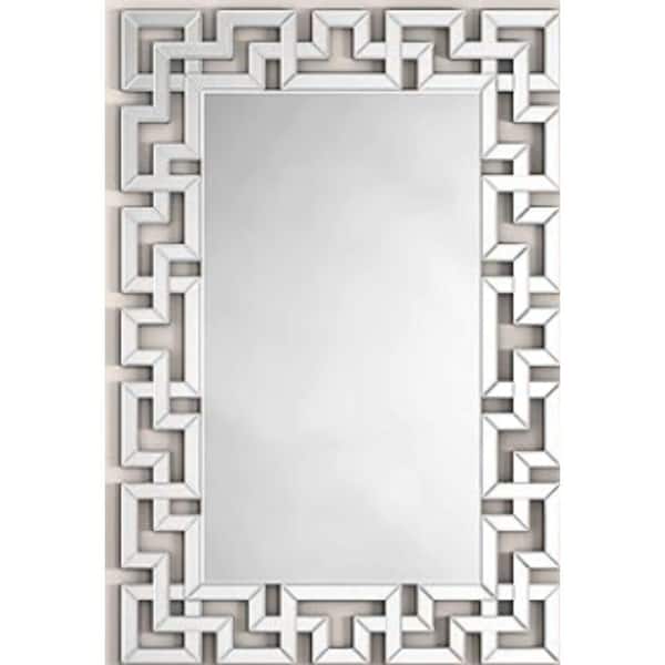 Afoxsos 36 in. x 24 in. Rectangular Decorative Silver Accent Wall Mounted Mirror