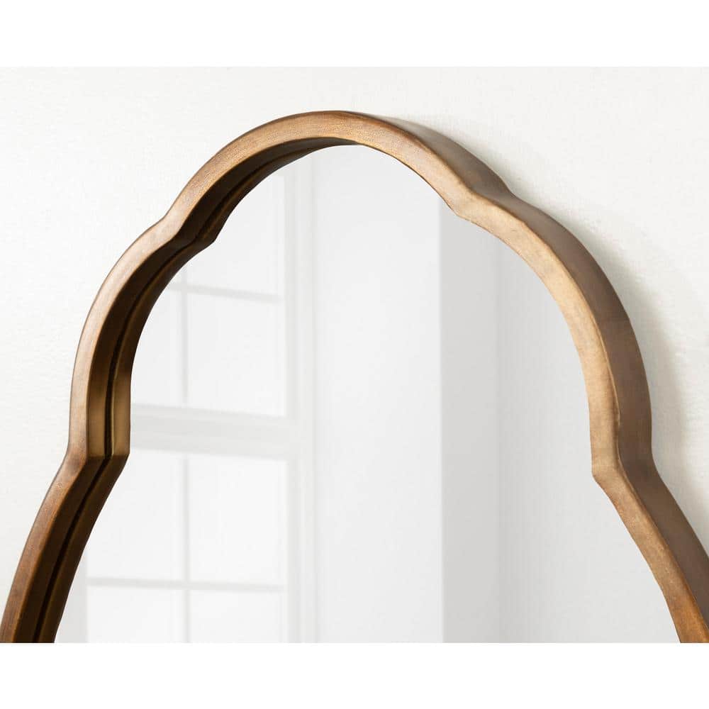 Magritte Scalloped Oval Gold Vanity Wall Mirror, 33x22 in