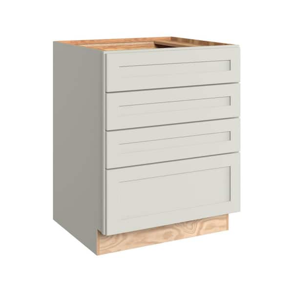 Thornton 27 in. W x 24 in. D x 34.5 in. H Assembled Plywood Drawer Base Kitchen Cabinet in Moonshine with 4-Drawers