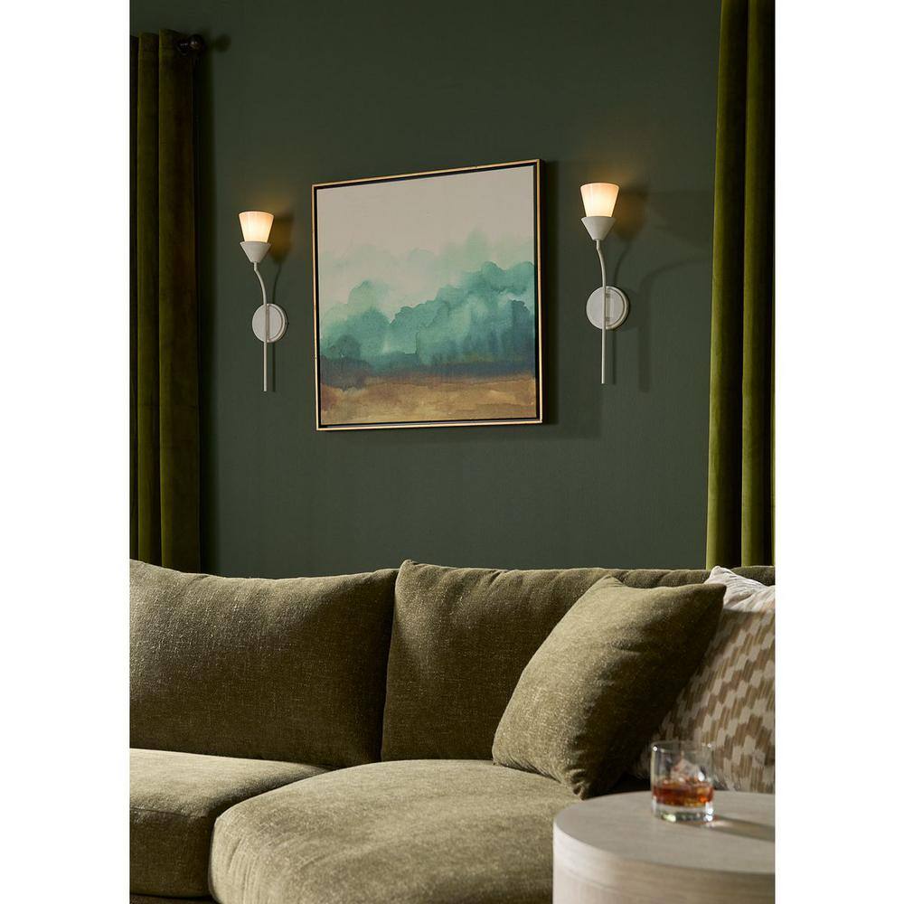 Pinellas White Plaster Dimmable Wall Bracket with Opal Glass Shade