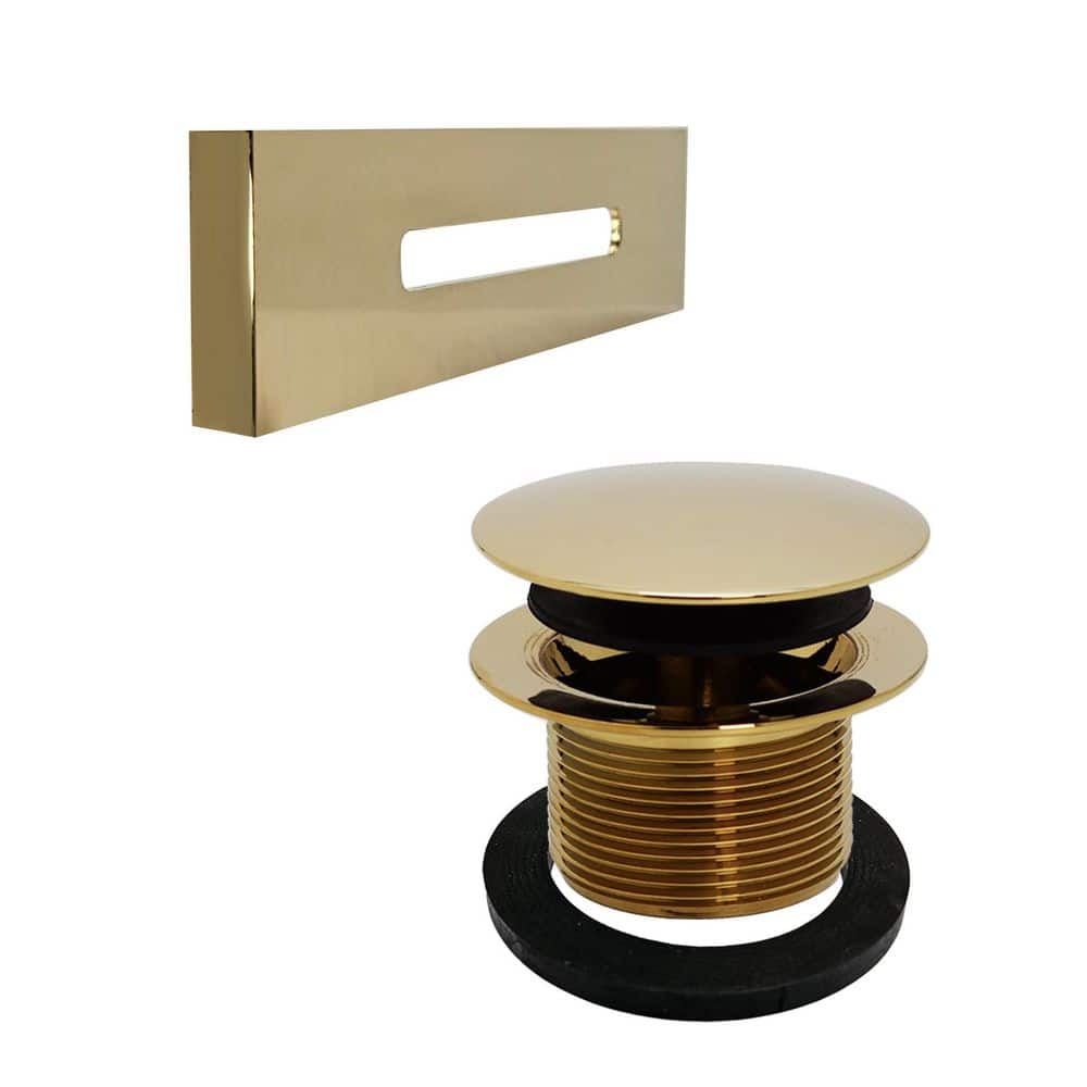 "Linear Bath Drain Trim Kit with 1-1/2"" NPSM Coarse Thread Tip-Toe Drain and Linear Overflow Faceplate in Polished Brass" price history on PriceWatchPro