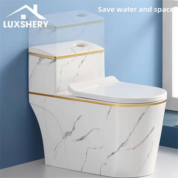 LUXSHERY 12 inch Rough In 1-Piece 1.6 gal. GPF Elongated Comfort