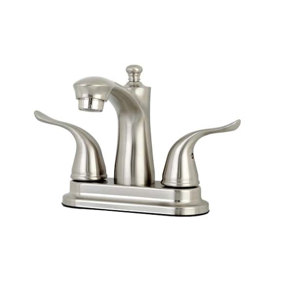 Kingston Brass 4 in. Centerset Double Handle Bathroom Faucet in Brushed Nickel