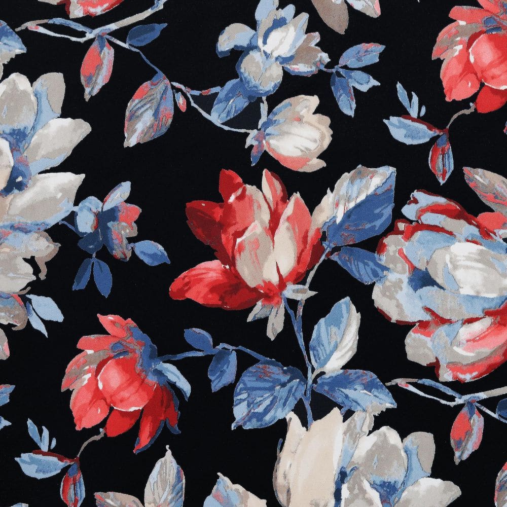 Black Floral Blackout Grommet Curtain Panel 40" x 84"