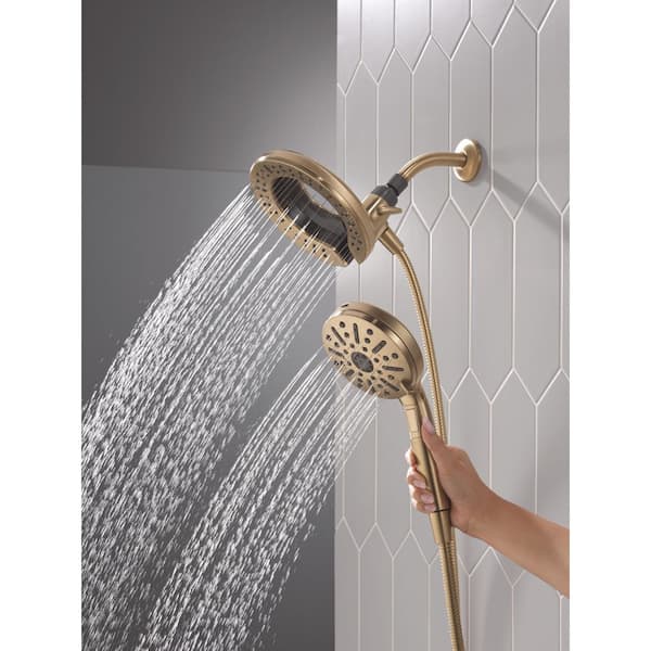 In2ition w/ Cleaning Spray Gold 6-Spray Dual Wall Mount Fixed and Handheld Shower Head 1.75 GPM in Champagne Bronze