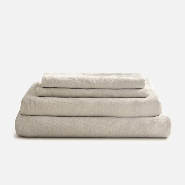 SIJO 4-Piece Fog French Linen Full Sheet Set
