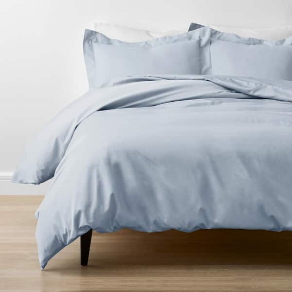 Legends Luxury Sky Blue Solid 600-Thread Count Egyptian Cotton Sateen Standard Sham