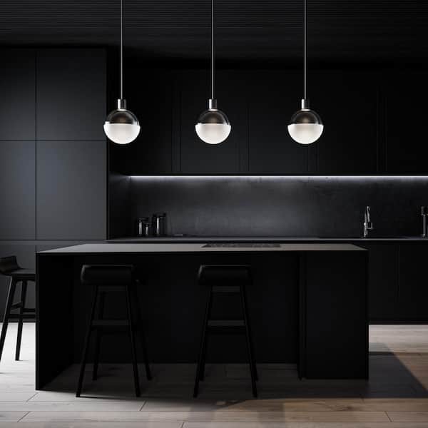 Gaze 12 in. Brushed Nickel Pendant Light with Integrated LED Selectable 4CCT 2700K-3000K-3500K-4000K