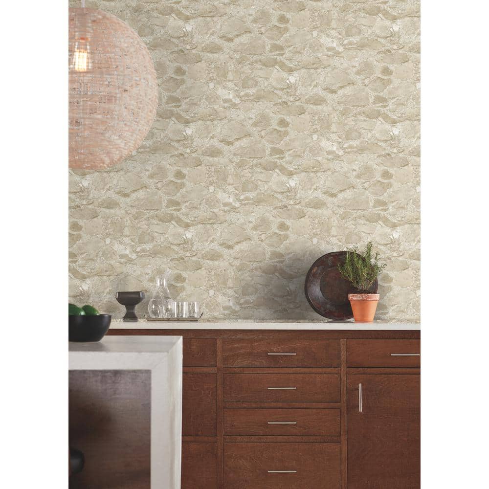 Beige Stone Textured Self-Adhesive Removable Wallpaper