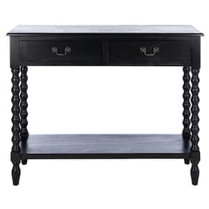 Athena 2-Drawer Black Wood Console Table